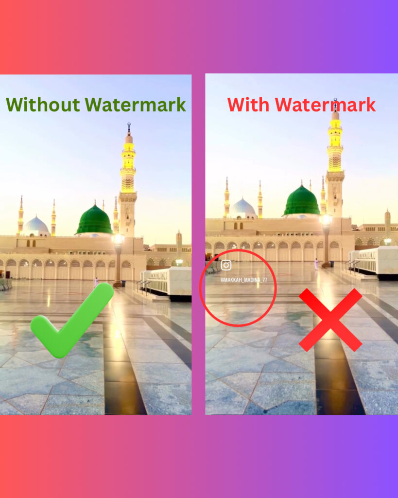 Comparison of instagram reel with watermark vs clean video for tiktok